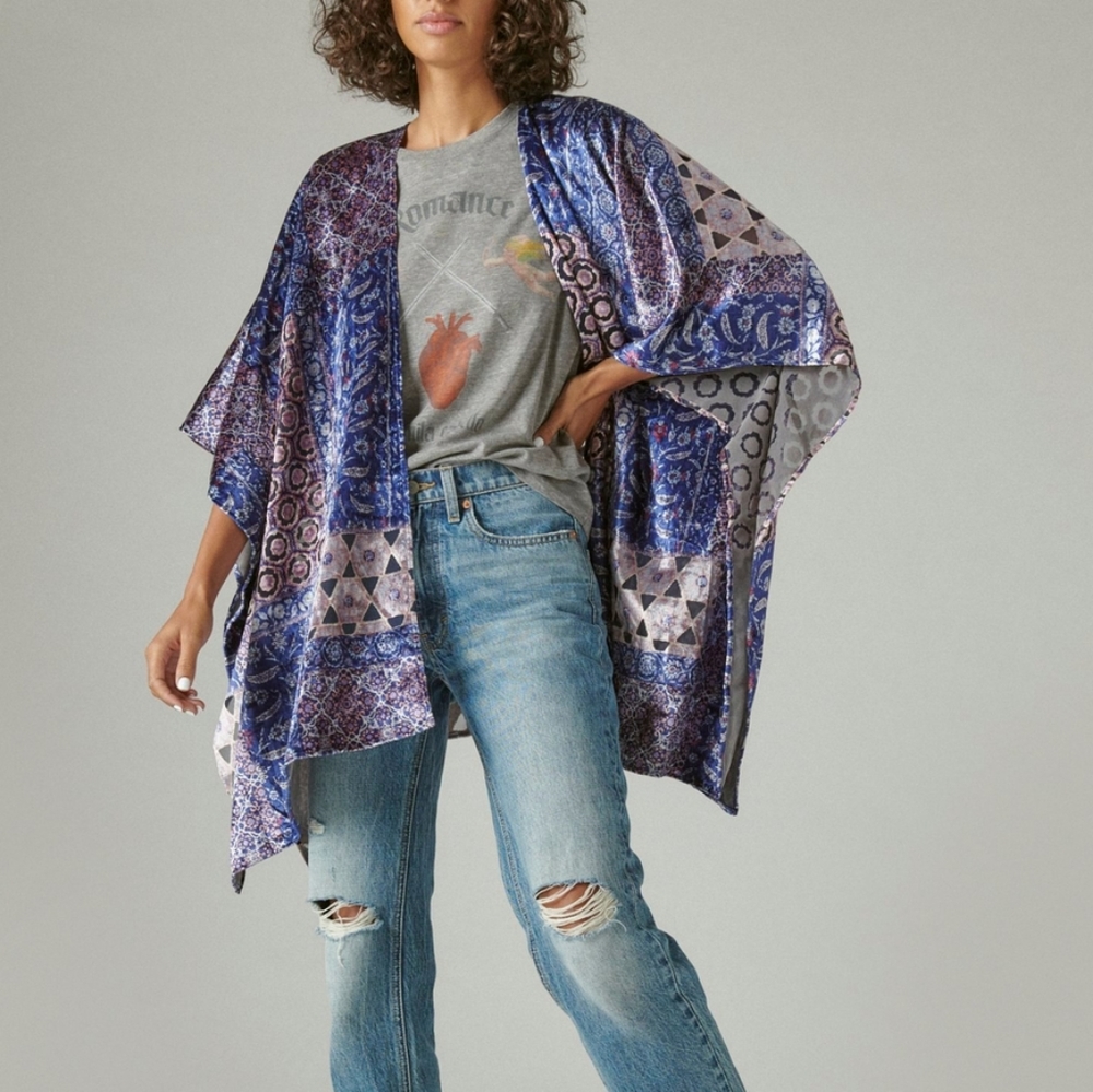 Velvet Sheer Waterfall Shrug - Picture 3 of 15